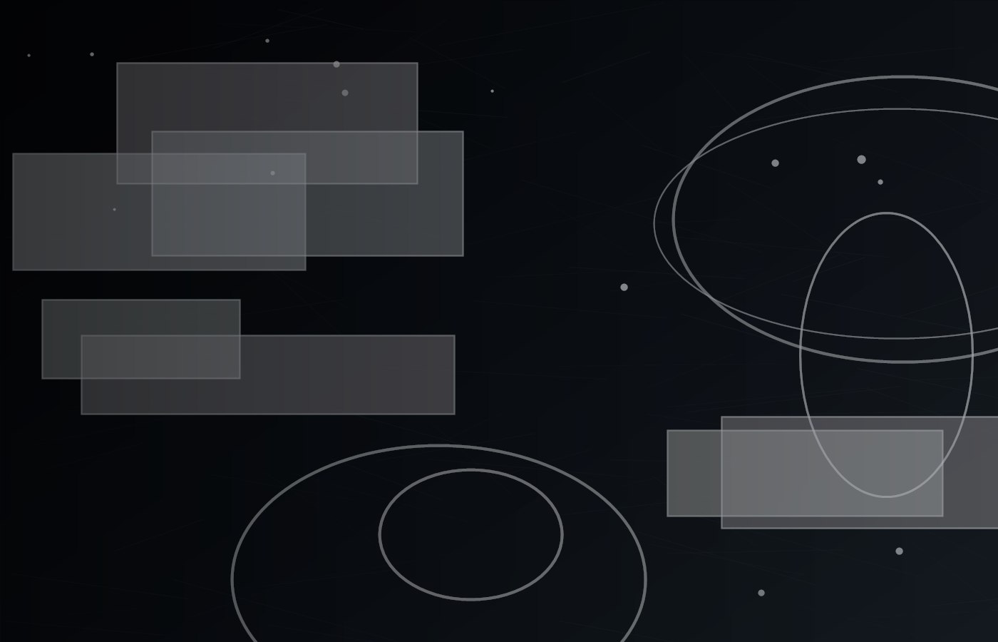 Muted cyan signal arcs over cinematic slate panels